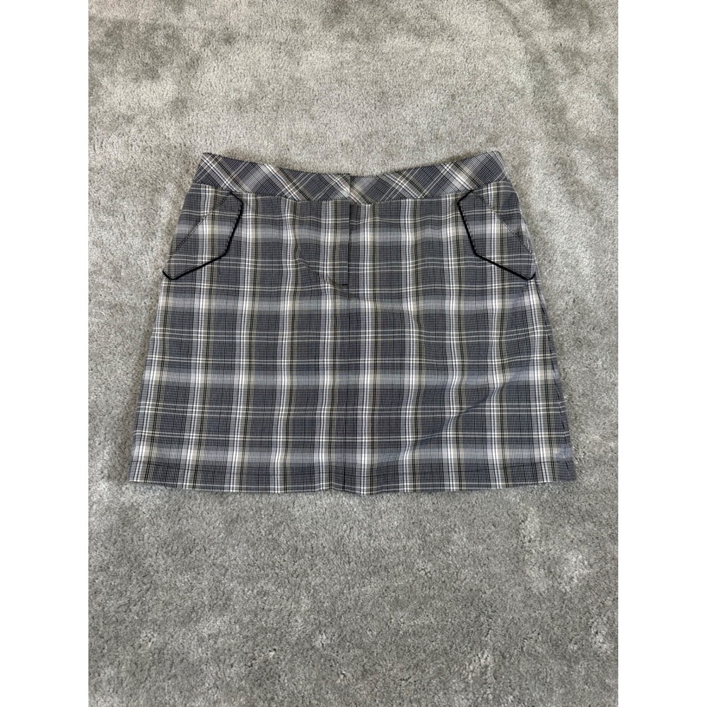 Cutter & Buck Womens Grey Plaid Golf Skort Size 12 Activewear Mini Skirt